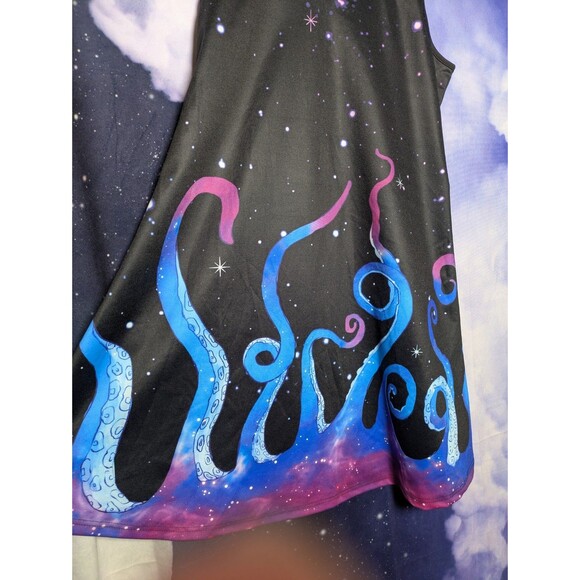 Galaxy Tentacle Cosmic Print Dress Size 14 Whimsigoth Festival Octopus - Picture 2 of 7